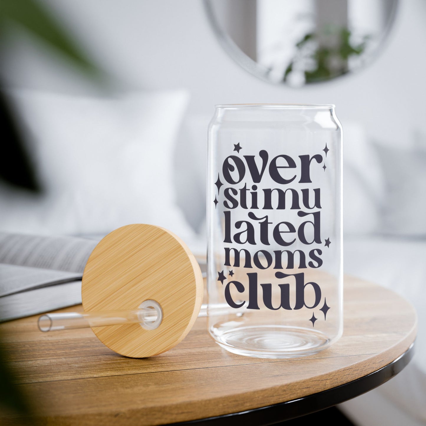 Overstimulated Moms Club – 16oz Glass Sipper