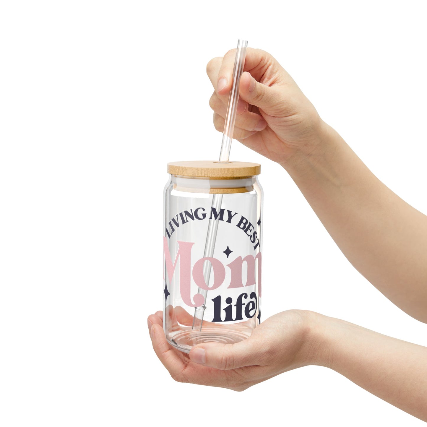 Living My Best Mom Life – 16oz Glass Sipper