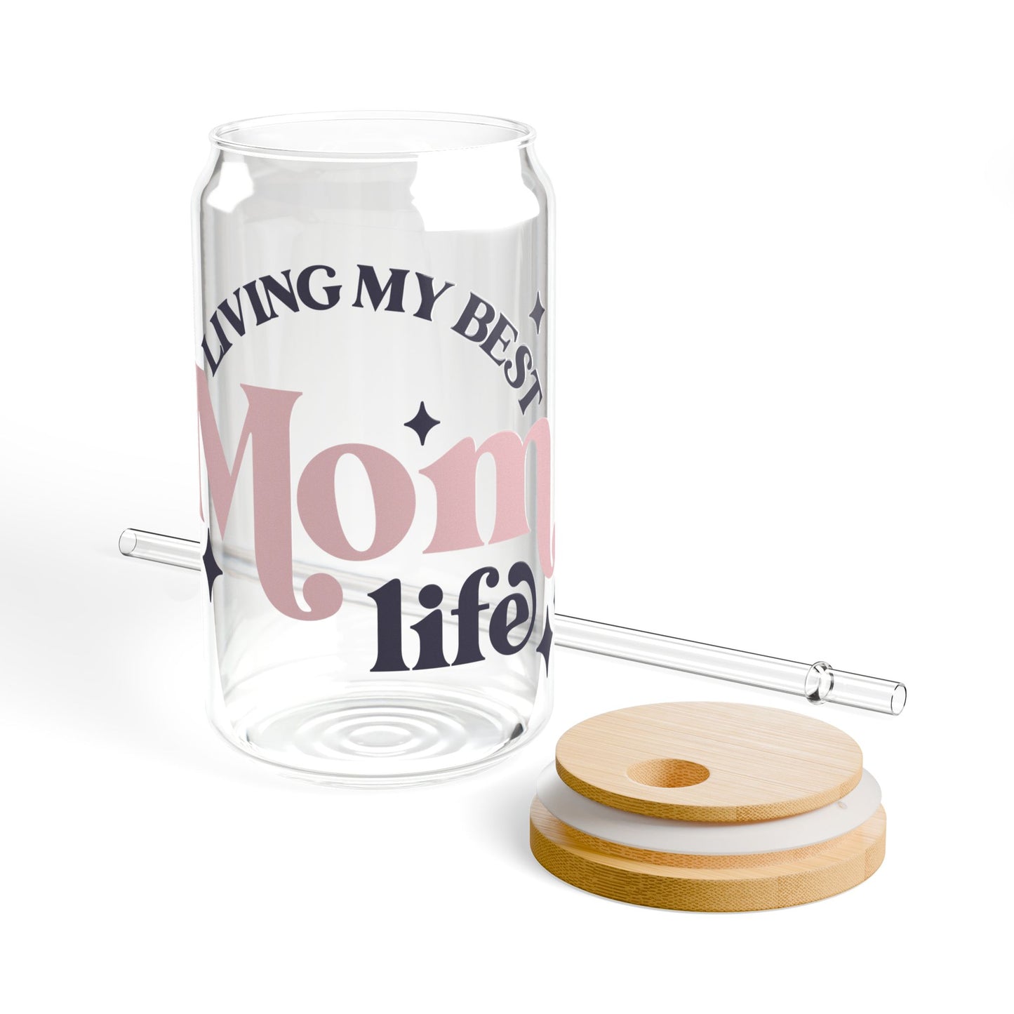Living My Best Mom Life – 16oz Glass Sipper