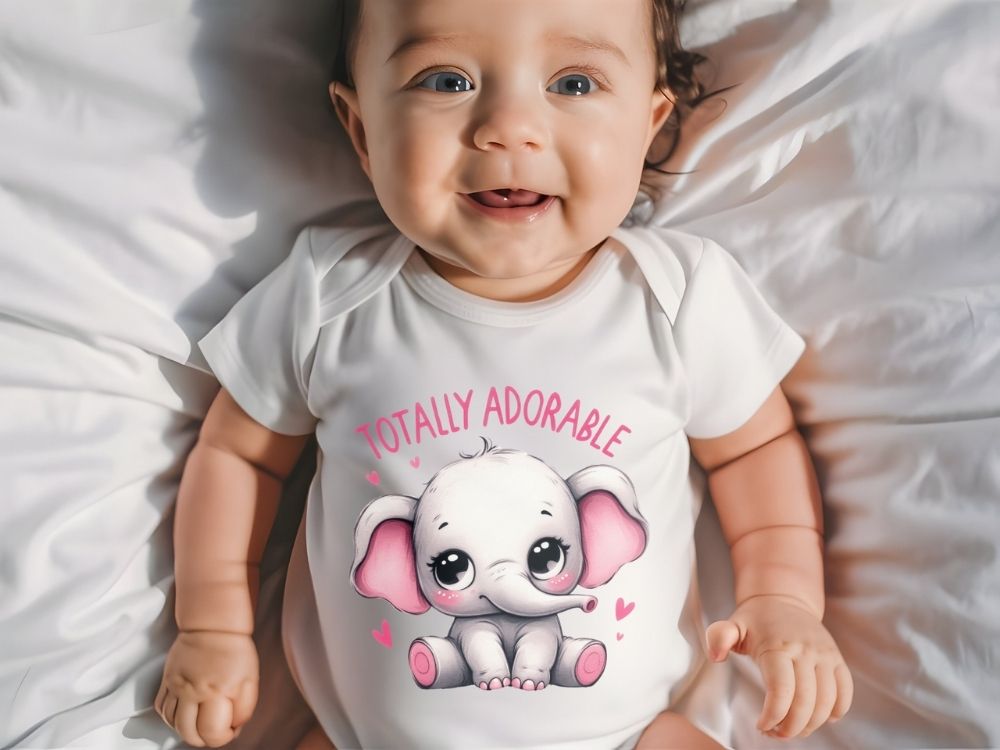 Totally Adorable – Baby Bodysuit with Tiny Elephant Design