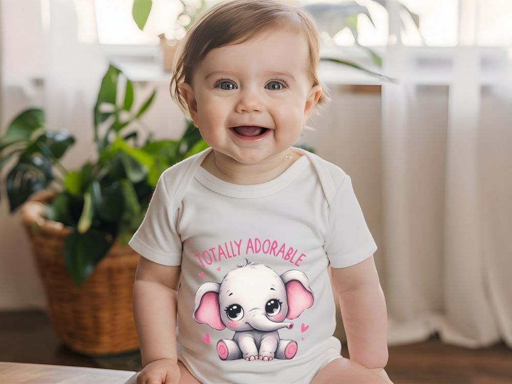 Totally Adorable – Baby Bodysuit with Tiny Elephant Design