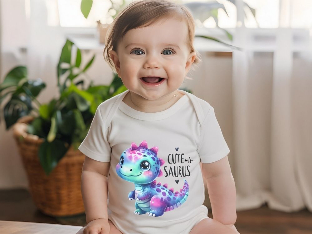 🦕 Cute-a-Saurus Dinosaur Baby Bodysuit – Adorable Soft Cotton Onesie