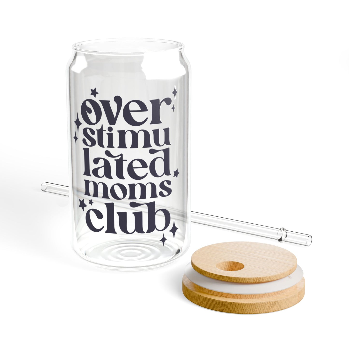 Overstimulated Moms Club – 16oz Glass Sipper