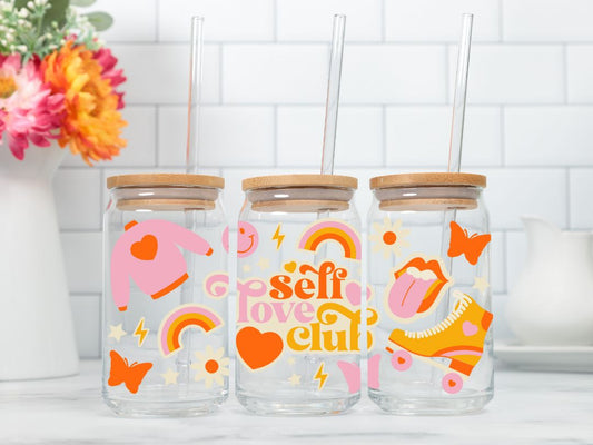 Self Love Club – 16oz Glass Sipper