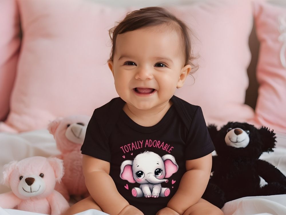 Totally Adorable – Baby Bodysuit with Tiny Elephant Design