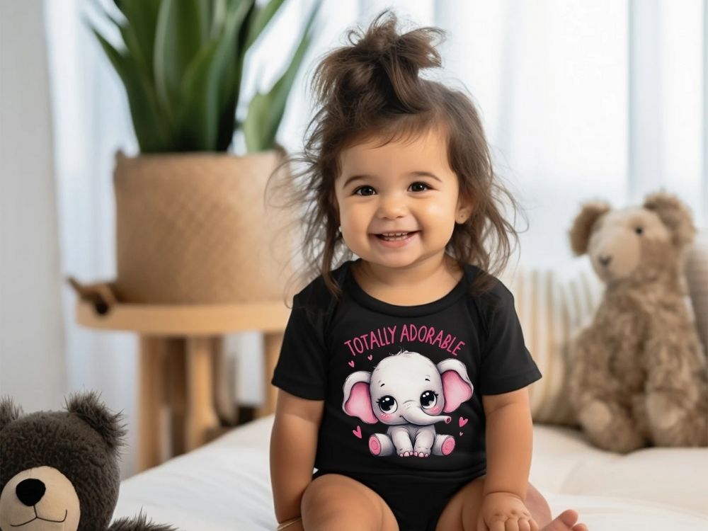 Totally Adorable – Baby Bodysuit with Tiny Elephant Design