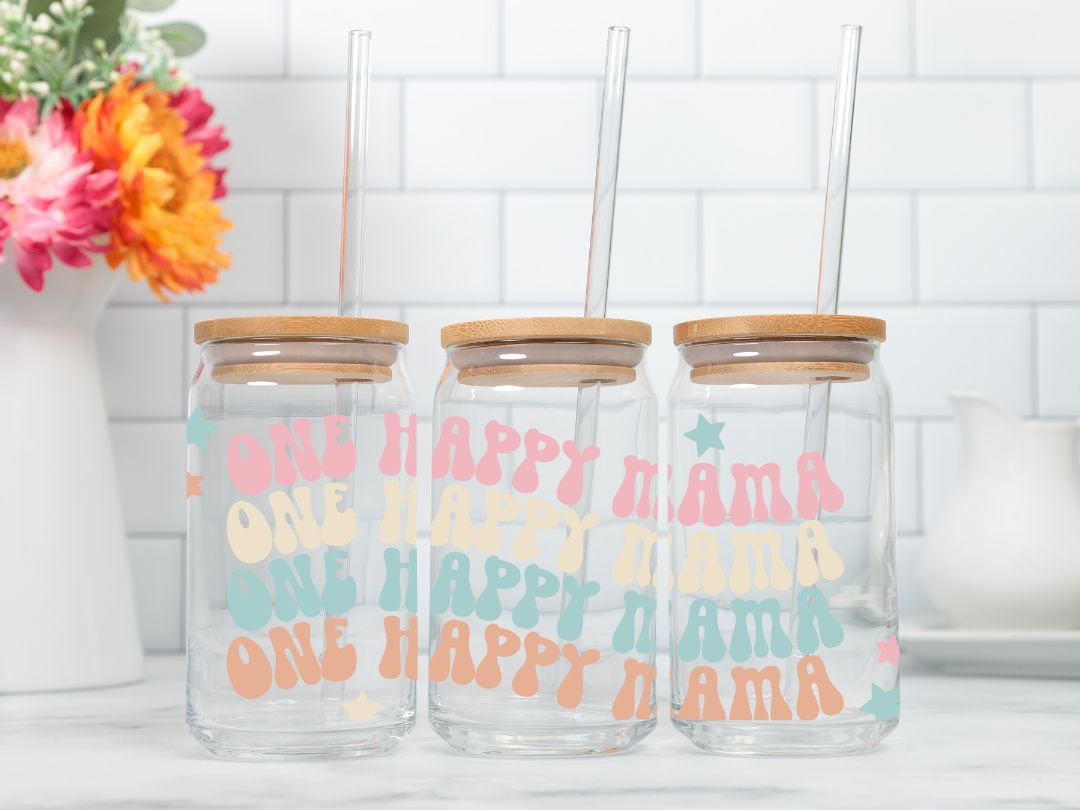 One Happy Mama – 16oz Glass Sipper