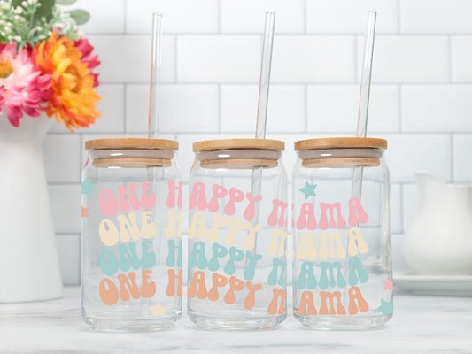 One Happy Mama – 16oz Glass Sipper